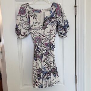 LOFT Multicolor Belted Paisley Mini Dress